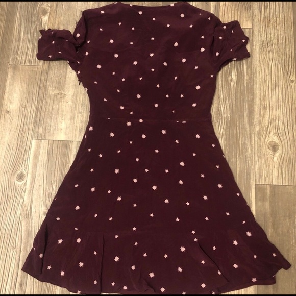 MADEWELL FLUTTERHEM SILK MAROON STAR DRESS - Picture 4 of 4